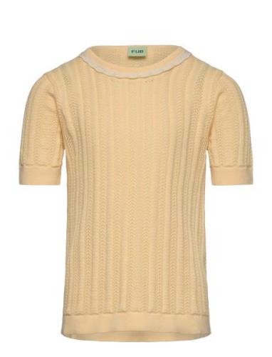 Pointelle T-Shirt Tops T-Kortærmet Skjorte Yellow FUB