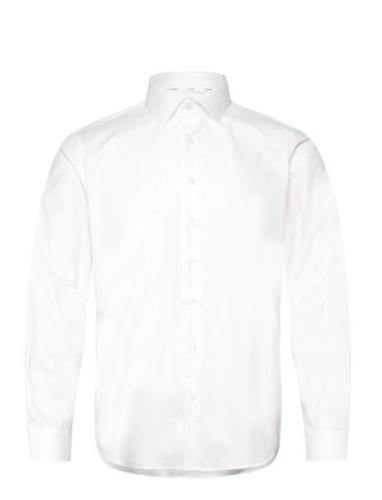 Round Structure Fitted Shirt Tops Shirts Business White Calvin Klein