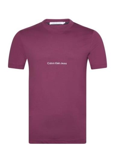 Institutional Tee Tops T-Kortærmet Skjorte Burgundy Calvin Klein Jeans