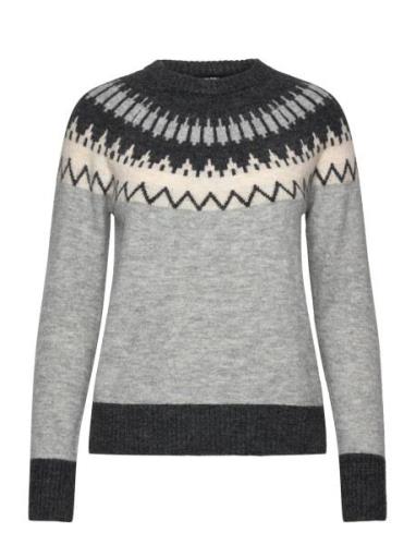 Vmsim Ls Nordic Pullover Ga Rep Lcs Tops Knitwear Jumpers Grey Vero Mo...