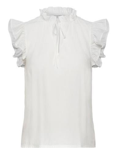 Top W/Ruffles Tops T-shirts & Tops Sleeveless White Rosemunde