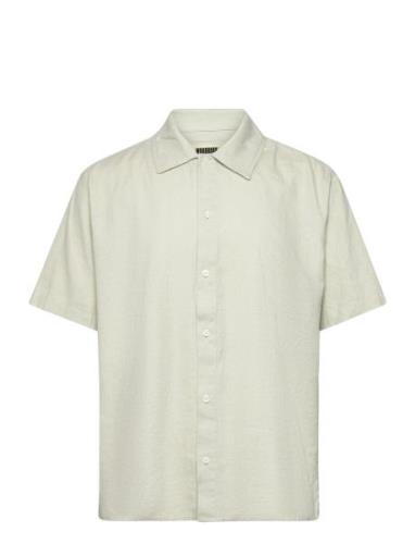 Wbbanks Linen Shirt Designers Shirts Short-sleeved Green Woodbird