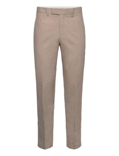 Slhreg-Smith Seersucker Trs Bottoms Trousers Formal Beige Selected Hom...