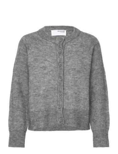 Slfrena Ls Knit Cardigan Camp Tops Knitwear Cardigans Grey Selected Fe...