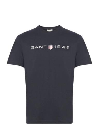 Printed Graphic Ss T-Shirt Tops T-Kortærmet Skjorte Black GANT