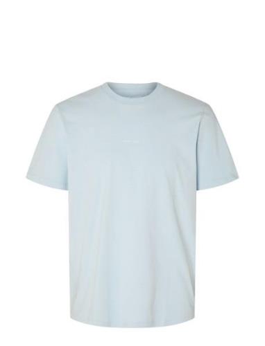 Slhaspen Print Ss O-Neck Tee Noos Tops T-Kortærmet Skjorte Blue Select...