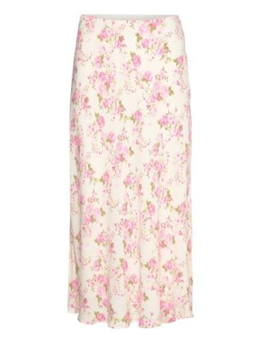 Floral Long Skirt Knælang Nederdel Multi/patterned Mango