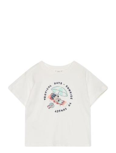 Snoopy Printed T-Shirt Tops T-Kortærmet Skjorte White Mango