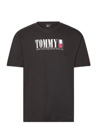 Tjm Reg Tommy Dna Flag Tee Ext Tops T-Kortærmet Skjorte Black Tommy Je...