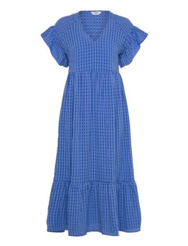 Objvita S/S Long Dress Rep Knælang Kjole Blue Object