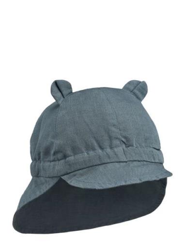 Gorm Linen Sun Hat With Ears Solhat Blue Liewood