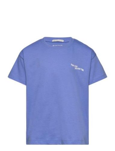 Over D Printed T-Shirt Tops T-Kortærmet Skjorte Blue Tom Tailor
