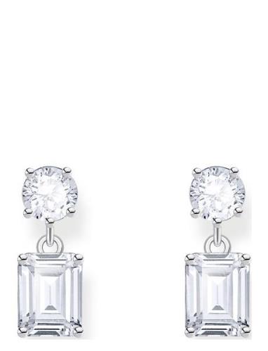 Silver Earrings With White Zirconia In Different Cuts Ørestickere Smyk...