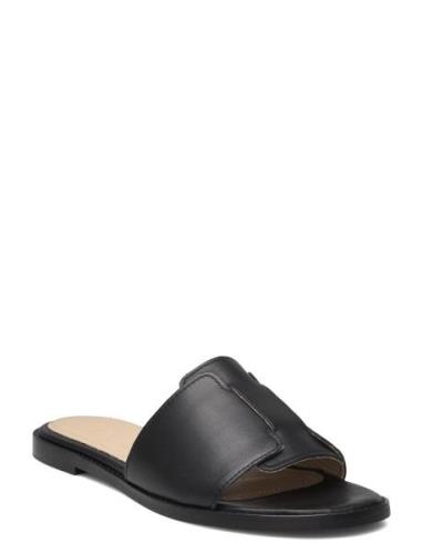 Slfisabella Leather Slider Shoes Mules & Slip-ins Flat Mules Black Sel...