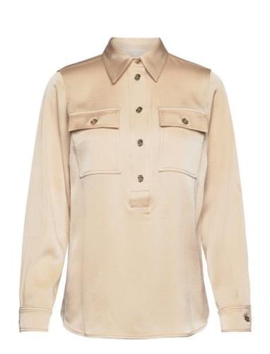 Satin Pull Over Tunic Tops Tunics Beige Michael Kors