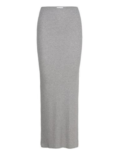 Perla Grey Melange Skirt Lang Nederdel Grey ALOHAS
