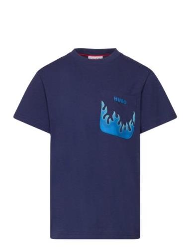Short Sleeves Tee-Shirt Tops T-Kortærmet Skjorte Blue Hugo Kids