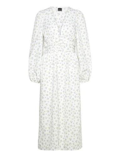 Structure Midi Boho Dress Knælang Kjole White Gina Tricot