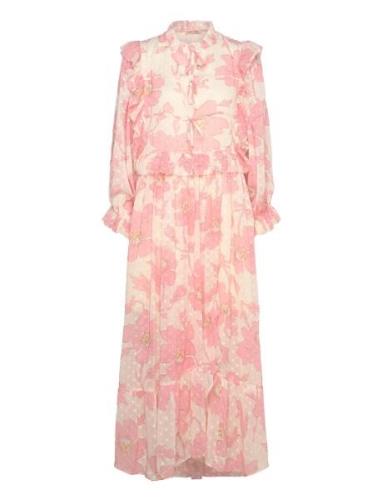 Maxi Chiffon Printed Dress Maxikjole Festkjole Pink Stella Nova