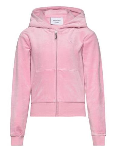Tonal Zip Through Hoodie Tops Sweatshirts & Hoodies Hoodies Pink Juicy...