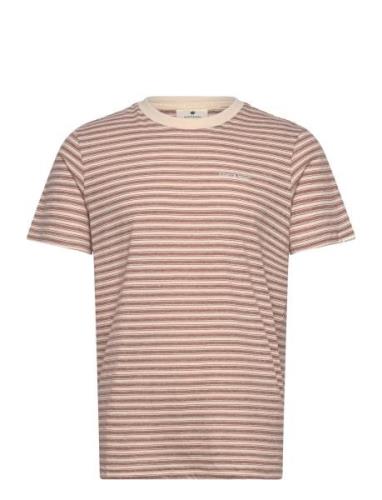 Akrod S/S Cot/Linen Stripe Tee Tops T-Kortærmet Skjorte Brown Anerkjen...