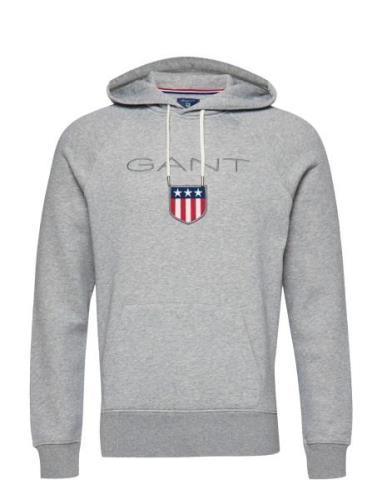 Shield Hoodie Tops Sweatshirts & Hoodies Hoodies Grey GANT