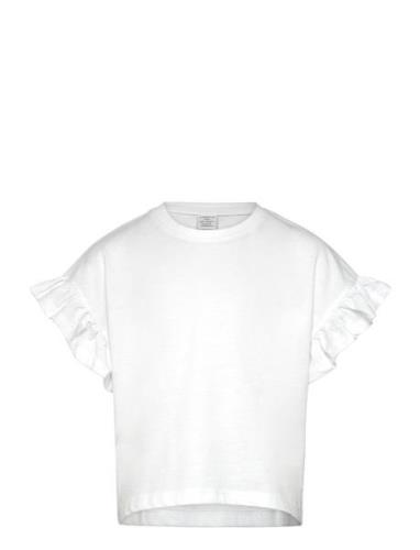 Top Dropped Shoulder With Flou Tops T-Kortærmet Skjorte White Lindex