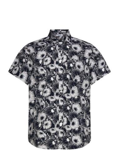 Ss Eco Aop Floral Tops Shirts Short-sleeved Black Original Penguin