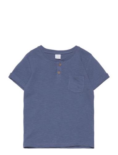 Top Ss Essentials W Placket Tops T-Kortærmet Skjorte Blue Lindex