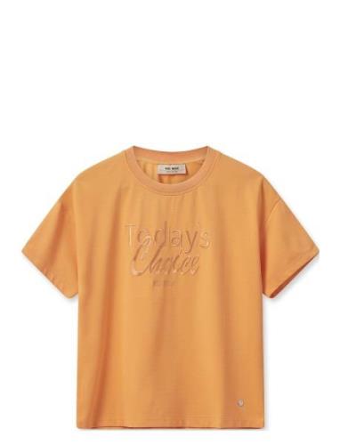 Mmcacho O-Ss Embroidery Tee Tops T-shirts & Tops Short-sleeved Orange ...