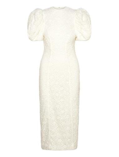 Lace Midi Fitted Dress Knælang Kjole White ROTATE Birger Christensen