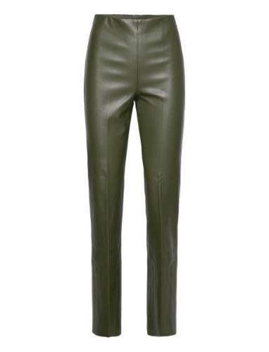 Slkaylee Straight Pants Bottoms Trousers Leather Leggings-Bukser Green...