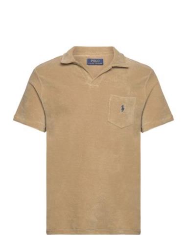 Custom Slim Fit Terry Polo Shirt Tops Polos Short-sleeved Beige Polo R...