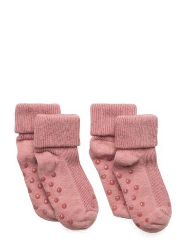 Baby Rib Sock W. Abs  Sokker Strømper Pink Minymo