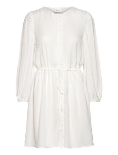 Vipricil O-Neck 7/8 Dress- Noos Kort Kjole White Vila