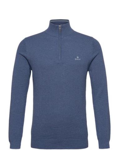 Cotton Pique Half Zip Tops Knitwear Half Zip Jumpers Blue GANT