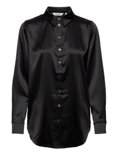 Onlvictoria Ls Loose Satin Shirt Wvn Tops Shirts Long-sleeved Black ON...
