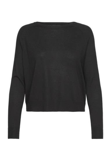 Fine-Knit Round-Neck Sweater Tops Knitwear Jumpers Black Mango