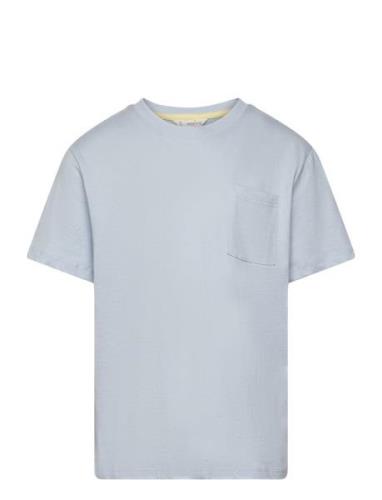 Essential Cotton-Blend T-Shirt Tops T-Kortærmet Skjorte Blue Mango
