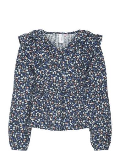 Vmfia Ls V-Neck Crop Top Wvn Girl Tops Blouses & Tunics Blue Vero Moda...