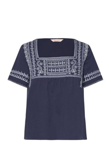 The Earth Blouse Tops Blouses Short-sleeved Navy ODD MOLLY