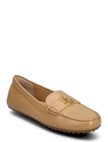 Barnsbury Nappa Leather Driver Loafers Flade Sko Beige Lauren Ralph La...