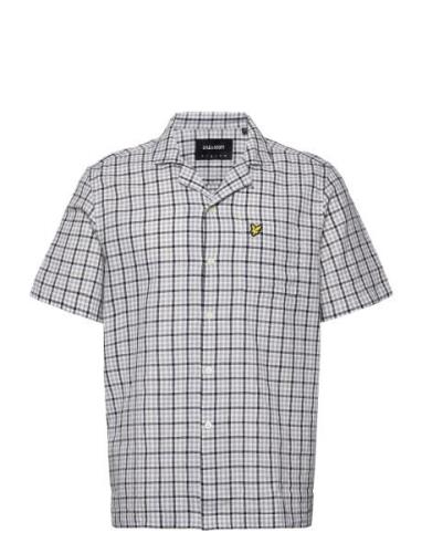 Gingham Revere Collar Shirt Tops Shirts Short-sleeved Grey Lyle & Scot...