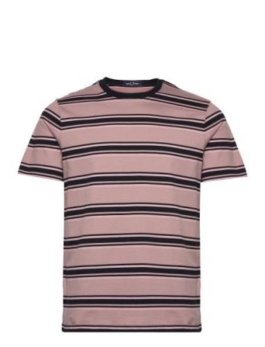 Stripe T-Shirt Tops T-Kortærmet Skjorte Pink Fred Perry