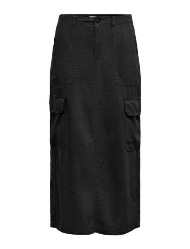 Onlmalfy-Caro Linen Long Skirt Pnt Lang Nederdel Black ONLY