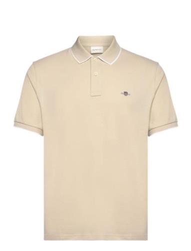 Framed Tipping Ss Polo Tops Polos Short-sleeved Beige GANT