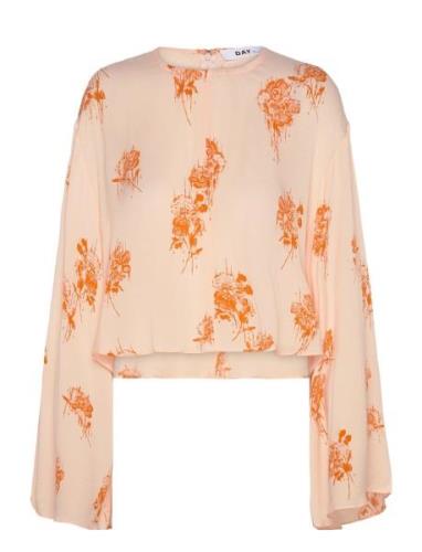 Becky - Falling Flowers Tops T-shirts & Tops Long-sleeved Orange Day B...