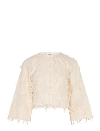 Cilia - Organic Cotton Texture Rd Tops Blouses Long-sleeved Cream Day ...