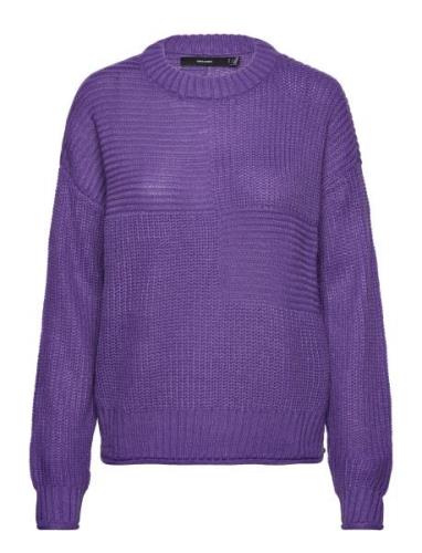 Vmvada Ls O-Neck Pullover Bf Tops Knitwear Jumpers Purple Vero Moda