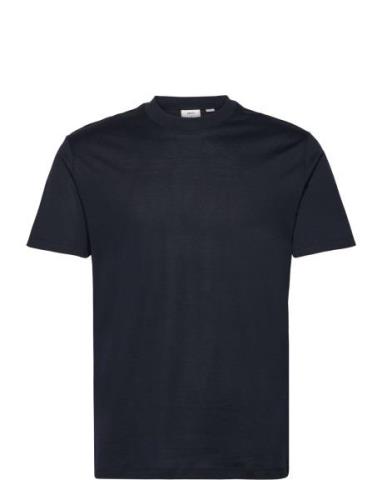 Mercerized Slim Fit T-Shirt Tops T-Kortærmet Skjorte Navy Mango